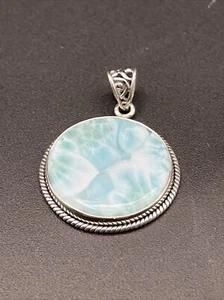 Colgante Natural Larimar República Dominicana Plata de Ley 925 8.1g Joyería-2768 - Imagen 1 de 7