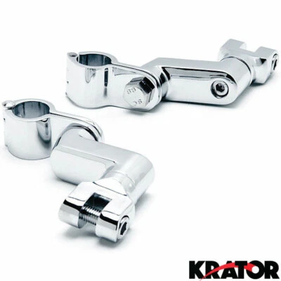 Chrome 1" Engine Guard Bowleg Footpeg Clamps for Motorcycles Cruisers Bobbers - Image 1 of 4
