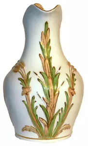 KRUG, EWER, Porzellan, grüner Mann, Weizenmotiv, grün/gold, 9" t, um 1860 - Bild 1 von 11