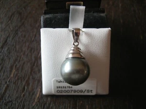 edler Designer Anhänger 925er Silber Tahitiperle Tahiti Perle grau 12 - 13 mm - Bild 1 von 3