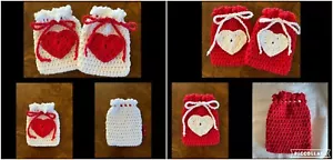 Handmade Crocheted Valentine Goodie Bags - Picture 1 of 3