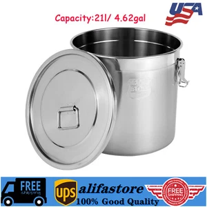 Thick Stainless Steel  21L/710 OZ Barrel Bucket Food Water storage,Lid,Lock - Bild 1 von 15
