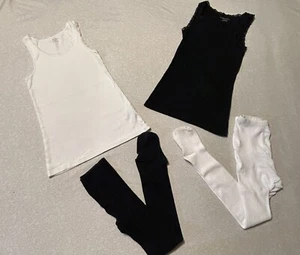 Girls 7-8 Cherokee Black N White Undershirts & Tights - Picture 1 of 8