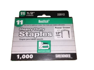 SUREBONDER No 11 Heavy Duty STAPLES 1/2" 22012 box of 1000 Fits Bostitch - Picture 1 of 3