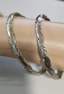 2 Vintage Mexican 925 sterling silver Classic Floral Bangle Bracelets 17gm ea #3 - Picture 1 of 5