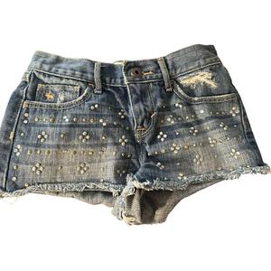 Abercrombie  Kids Girl Low Rise Shorts Cut Off Distressed Denim Size 10 preowned - Picture 1 of 6