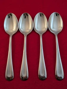Menge 4 Oneida Satin Sand Düne Edelstahl Oval Suppenlöffel Besteck - Bild 1 von 6