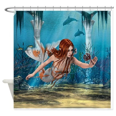 Cortina de ducha CafePress Mermaid Holding Sea Lily (1269407166) Foto 1 de 3