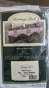 Heritage Lace Alpenblumen Mantel Schal 20" x 91" weiß neu - Bild 1 von 4