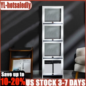 US Display Case Bamboo Minifigures Model Collection Cabinet Storage Model Shelf - Picture 1 of 24