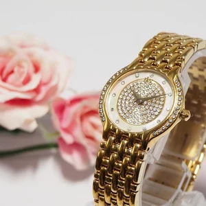 Raymondwill Diamond Bezel Diamond Dial Ladies Watch Gold ,10949 - Picture 1 of 10