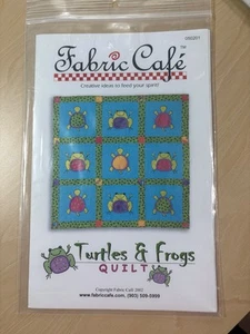 NEW - Fabric Cafe Quilt pattern for Chenille By The Inch - Turtles & Frogs - Picture 1 of 3