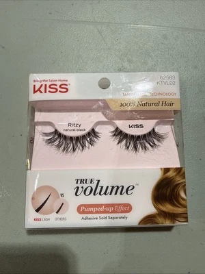 Cílios Kiss True Volume Natural Ritzy Gordo Cabelo 100% Natural 1 Par - Imagem 1 de 2