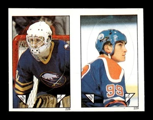 Pegatinas dobles O-Pee-Chee 1984 Tom Borrasso/Wayne Gretzky #228/#229 BUF/EDM - Imagen 1 de 2