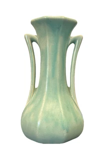 Nelson McCoy USA Double Handle Pottery Vase Soft Turquoise 9 1/4" x 4 1/2" READ - Picture 1 of 12