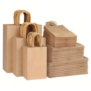 PAPER BAGS BROWN KRAFT CARRIER GIFT SHOPPING PARTY BAGS WITH TWISTED HANDLES UK - Picture 1 of 17