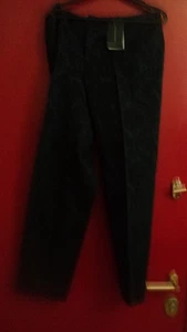 ZARA JACQUARD NAVY BLUE PANTS 72% COTTON*SIZE M*TURKEY*ALSO IN BEIGE - Picture 1 of 3