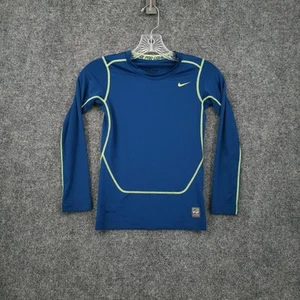 Nike Pro Combat Shirt Boys Medium Blue Dri Fit Compression Stretch Training Gym - Picture 1 of 17