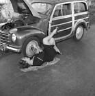 Italian Actress Marina Doge Tending Her Own Car Italy 1950 1 Film Star Old Photo