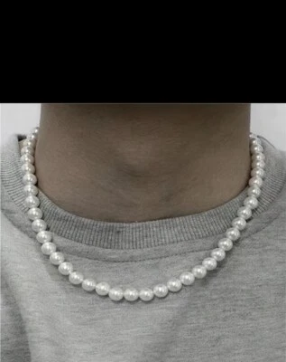 Perlenkette für Männer Schmuck Halskette Kette 45 cm  Unisex, Frauen - Bild 1 von 3