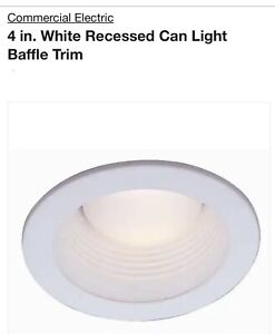 Commercial Electric 4 in. White Recessed Can Light Baffle Trim 264 305 White T19