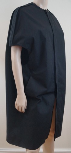 Cappotto trench formale RICK OWENS misto cotone nero finiture in pelle IT44; UK12