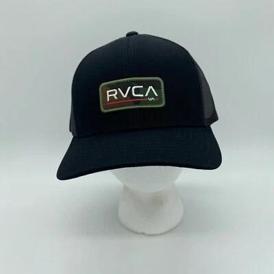 Gorra RVCA Para Hombre Curvada Camionero Snapback Logo Negro Malla Talla Única Ajustable Foto 1 de 4