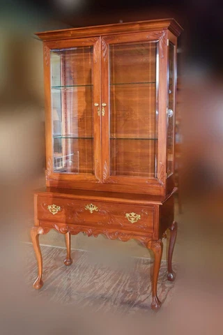 Restored Antique Cherry Chippendale Cabinet Ball & Claw Feet Cover