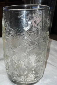ANKER HOCKING 16 Unzen BOLZ KLARE BLÄTTER & EICHELN gepresstes gemustertes Glas Vintage - Bild 1 von 18