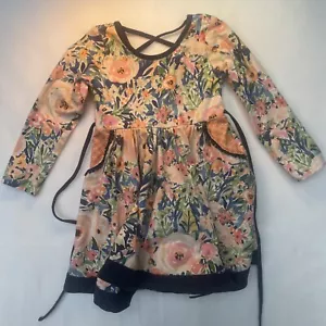 Cheeky Plum Dress Girls Sz 4T Long Sleeve Floral Boutique Pockets Flowers - Picture 1 of 7