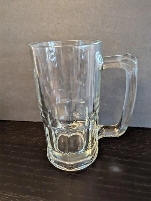 (1) Taza de cerveza Stein grande de vidrio transparente pesado vintage sin marca en muy buena condición Foto 1 de 4