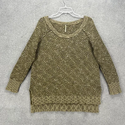 Suéter Free People Mujer Pequeño Verde Tejido Manga Larga Cuello Redondo Gran Tamaño Foto 1 de 4