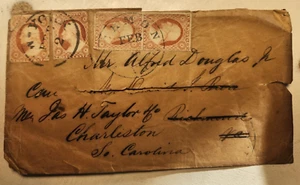 4 US Stamp Used 1851 George Washington, 1732-1799 classic on cover SC #10 Type I - Picture 1 of 5