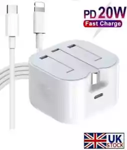 20W Super Fast Charger Cable Wire for iPhone 8 XR 11 Pro 12 13 Mini 14 Pro Max - Picture 1 of 12