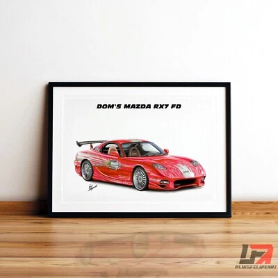 Fast and Furious car art poster: DOM'S MAZDA RX7 FD - Image 1 of 4