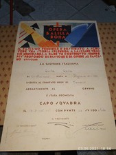 Diploma Opera Balilla Roma La Giovane Italiana 1936 cm 34x49