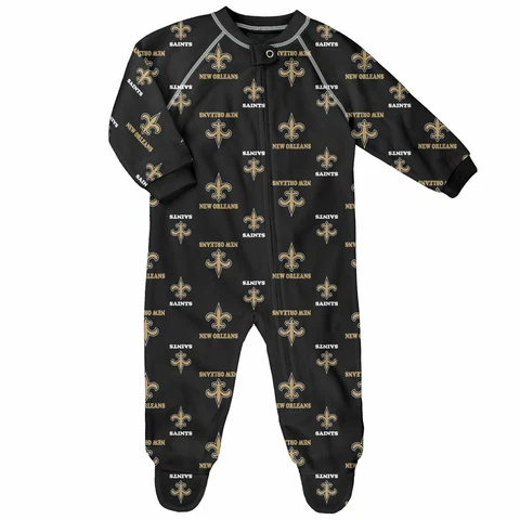 New Orleans Saints Toddler Full Zip Raglan Coverall PJs Pajamas Footed Sleeper Cover