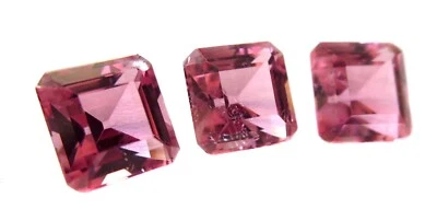 PINK TOURMALINES Lot OF 3 FACETED Matching NATURAL GEMSTONES - Image 1 of 4