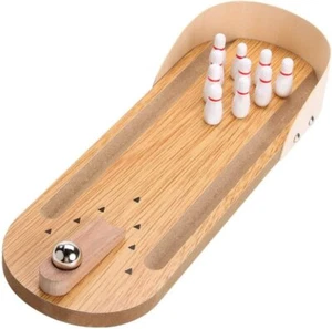 Table Top Mini Bowling Game Set-Tabletop Wooden Board Mini Arcade Desktop Tiny B - Picture 1 of 2