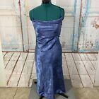 Floerns Satin Night gown Long Spaghetti Strap Blue Floral Size L