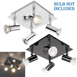 Adjustable 4 Way Ceiling Spotlight Fitting LED GU10 Kitchen Light Spotlight New - Picture 1 of 14