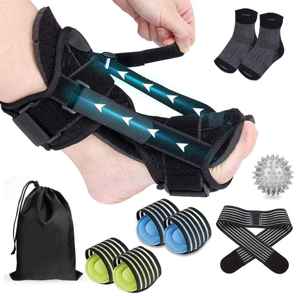 Adjustable Ankle Brace Foot Drop Orthotic Brace Plantar Fasciitis Night Splint - Image 1 of 4