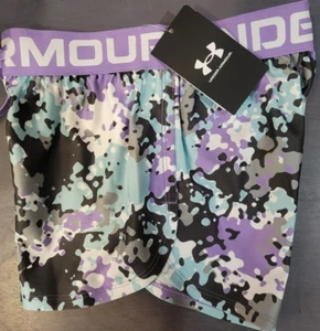 Girls Youth Under Armour Shorts NEW Purple dye splash Size XL - Picture 1 of 2