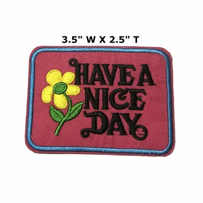 Have a Nice Day 70s hippie retro boho weed love applique iron-on patch new pink - Image 1 of 4
