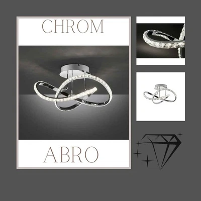 Deckenleuchte Abro Wofi by Global Technics LED Chrom Glas-Kristall Deckenlampe - Bild 1 von 4