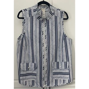Gilet réversible Zenergy By Chico's Neema fermeture éclair intégrale bleu blanc taille (2) grand neuf sans étiquette - Photo 1/9