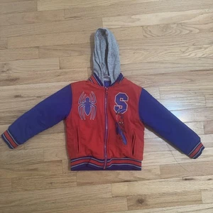 Marvel 5t Spider-Man French Terry Varsity Style  Bomber Jacket With Hood - Picture 1 of 6