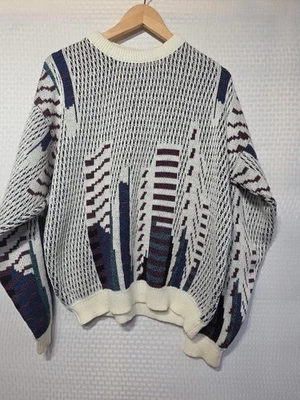 Vintage Jantzen Sweater Men’s L Made in Mexico Textured Knit Abstract Pattern... - Image 1 of 4