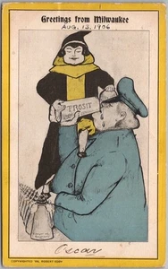 1906 MILWAUKEE, Wisconsin Greetings Postcard German / Beer Steins "Prosit" - Picture 1 of 2