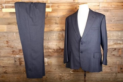 Savile Row suit Tailored fit 46R 44W 31L charcoal working cuff wool heavy cloth - Image 1 of 4